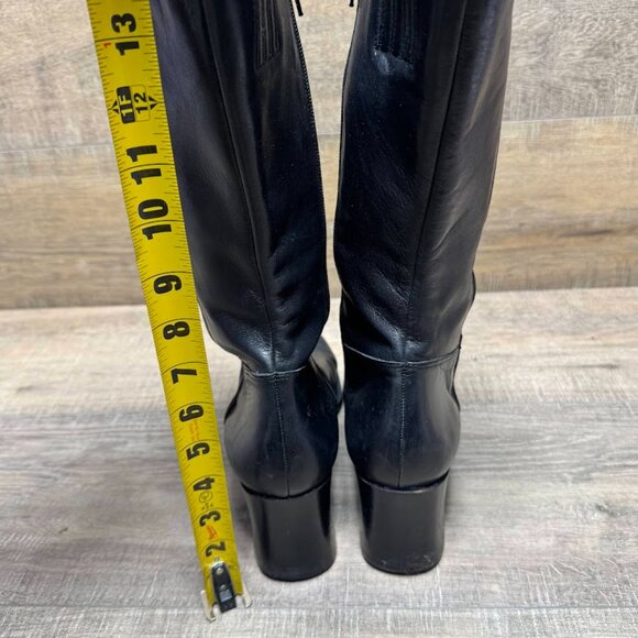 Enzo Angiolini Black Leather Square Toe Boots Women's Size 10 - Picture 3 of 8